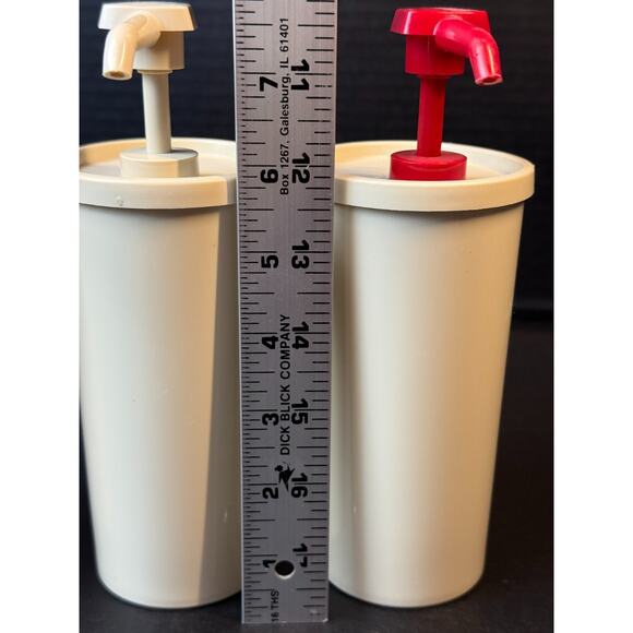 Vtg Tupperware Pump Dispensers Condiments Ketchup Mayo Mustard Set Of 3 *READ - Picture 10 of 12